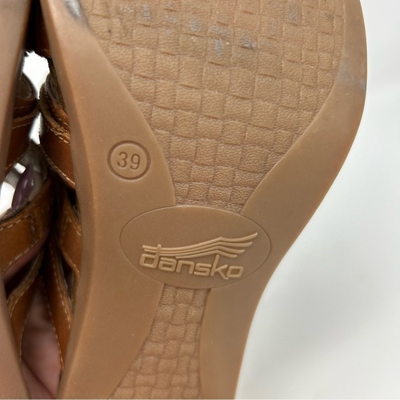 Dansko Dina Brown Woven Leather Strappy Slip On Heeled Sandals Size 39 - Picture 9 of 12
